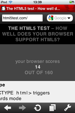 iPhone Opera Mini HTML5 Test
