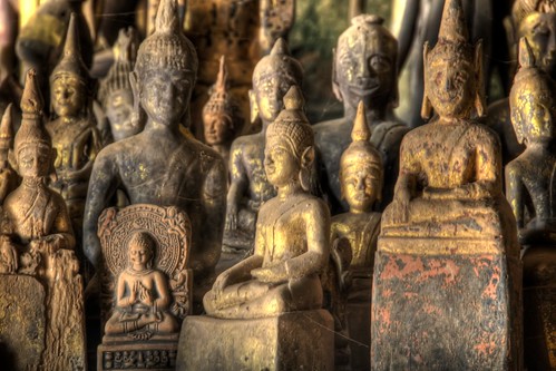 Golden Buddhas in Pak Ou Cave