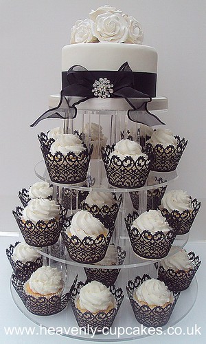 Black White Wedding Cupcake Tower Nottingham