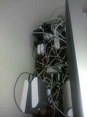 The wire mess behind my iMac