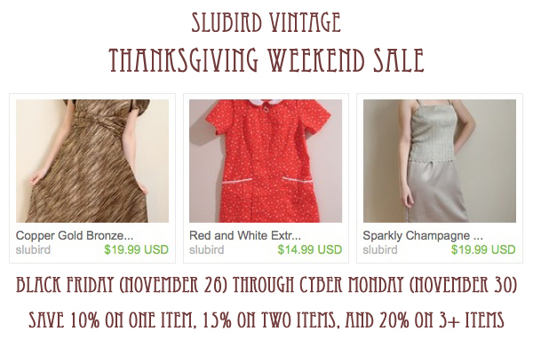 thanksgiving sale at slubird vintage
