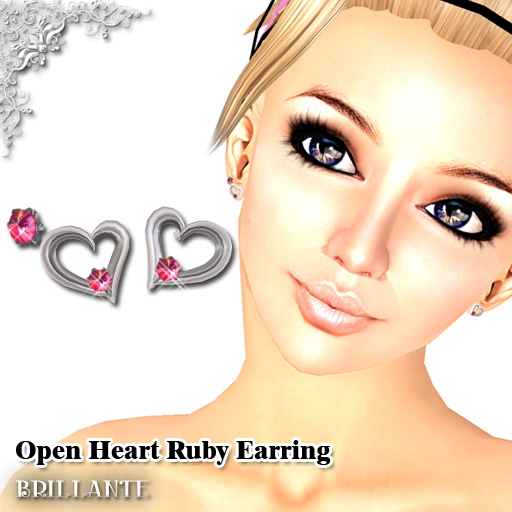 Open Heart Ruby Earring
