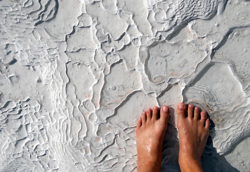 my feet on travertine rock, pamukkale