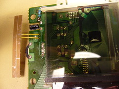 The handmade LED board attached to the LCD daughterboard.