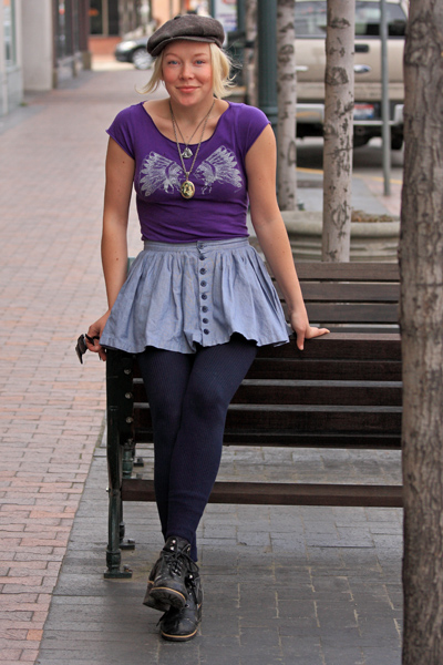 Forward Catena Creep Boise Style: Short Skirt Over Tights . . .