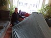 tarp tent in the house
