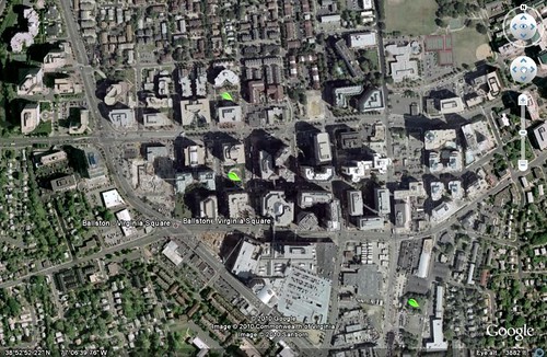 Ballston development, Arlington, VA (by: Google Earth, marks by me)