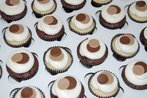 cream and chocolate brown sassy circle cupcakes