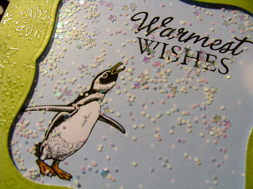 Penguin Glitter Shaker Card - Close-up