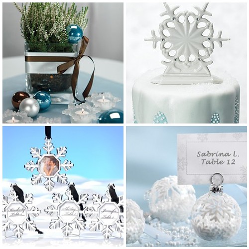 Christmas wedding decorations Snowflake Tealight Holders and Snowflake Cake 