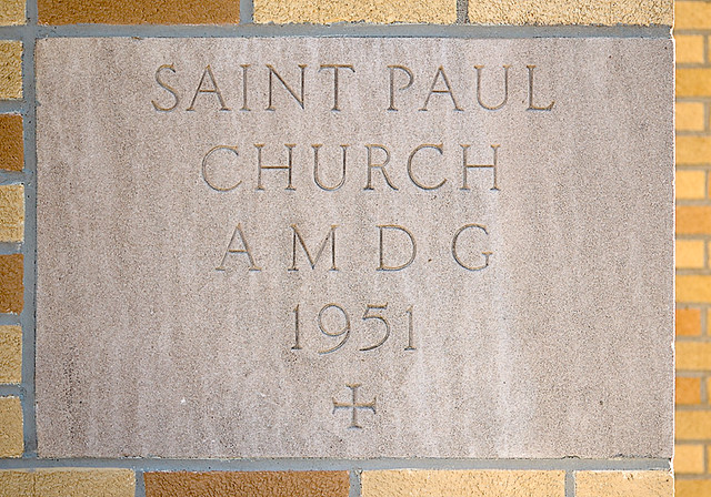 Saint Paul Roman Catholic Church, in Highland, Illinois, USA - cornerstone