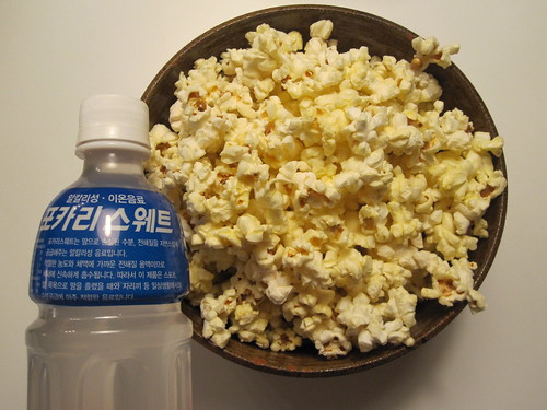 Pocari Sweat and popcorn