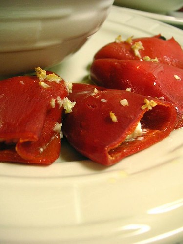 Piquillo peppers stuffed with goat cheese