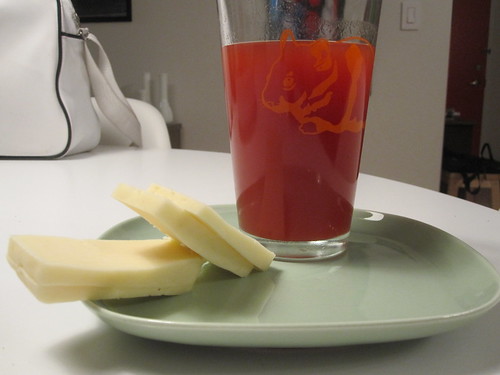 Cheese and tomato juice