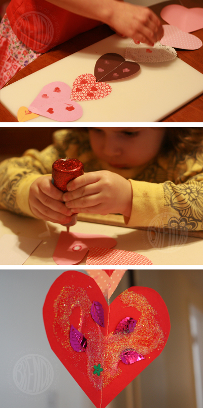 decorating paper hearts 