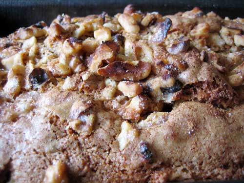 closeup on apple walnut bread