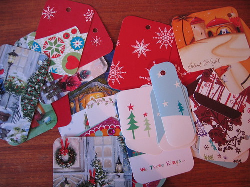 Recycling cards as next year's gift tags