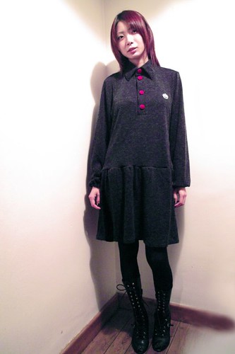 Naoko - QOS Grey Wool Polo Dress