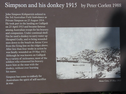 Simpson and his donkey brought water to the soldiers at Gallipoli