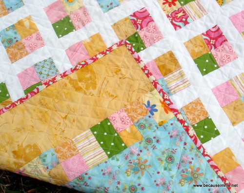 girls four square quilt with back