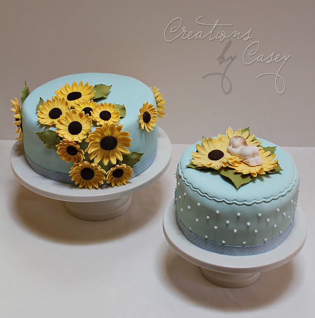 Sunshine and Lullaby Rhymes. Double baby shower cake.