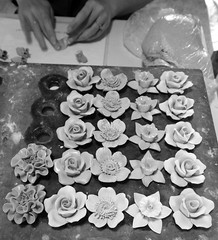 ironbridge day 3 12 coalport china museum hand made flowers bw