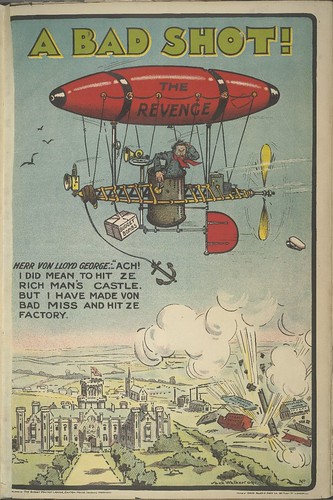 A Bad Shot! [Lloyd George dropping Budget Bombs from an airship]  (The Budget Protest League) 1909-1910