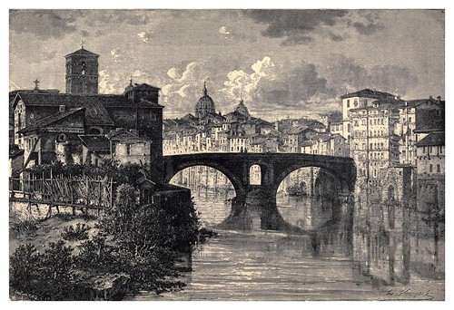 011-Isla y puente en el Tiber Roma-Italian pictures drawn with pen and pencil 1878