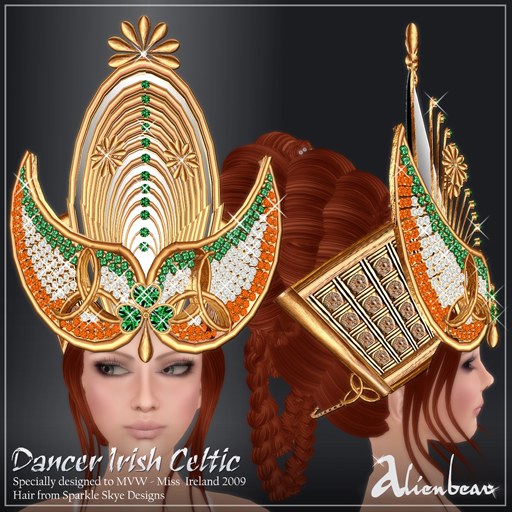 Dancer Irish gold headpieces (Miss Ireland)
