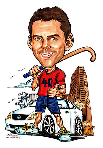 Caricature for STandard Chartered Bank Hockey Lexus SCB Building Merlion