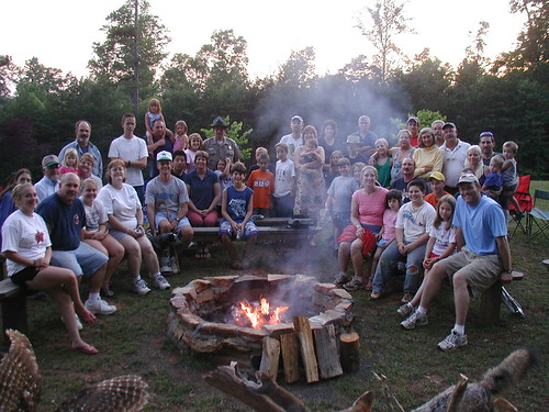 A typical Friday evening Welcome Campfire