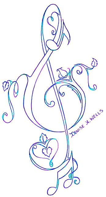 "Love Treble Clef " ♫Tattoo Design♫ by ♫Denise A. Wells♫