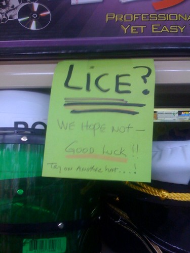 LICE? WE HOPE NOT — GOOD LUCK!! TRY ON ANOTHER HAT....!
