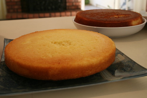 Coconut cake, in process