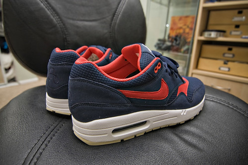 Nike Air Max 1 OMEGA Pack Obsidian Sport Red Shoes