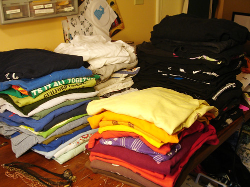 Piles of tshirts