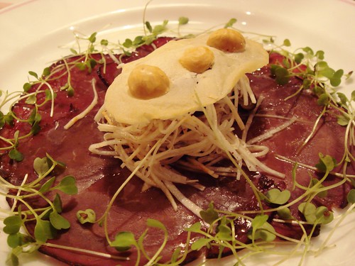 Wafer Thin Cured Orkney Beef with a Crunchy Celeriac Salad, Fresh Blueberries and Roasted Hazelnuts
