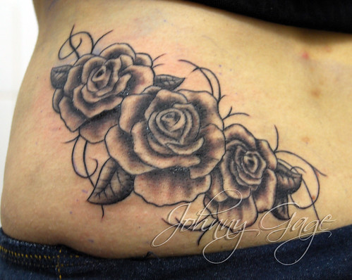 black an white rose tattoos
