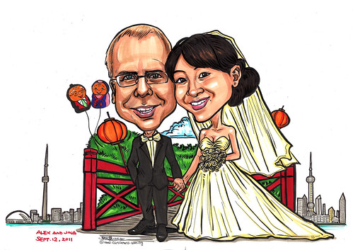 Couple wedding caricatures at Toronto Shanghai - A4