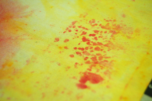 Hand dyed fabric yellow + spots