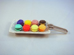 Dollhouse Miniature - Plate of rainbow color macaroons
