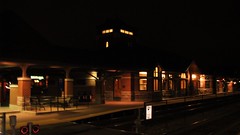 Night time at the Glen of North Glenview Metra commuter rail station. Glenview Illinois. November 2009.