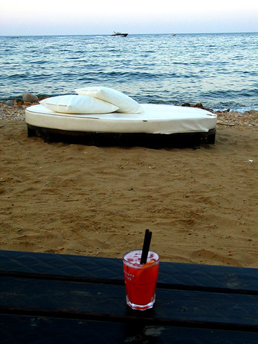 In a bar, by the sea