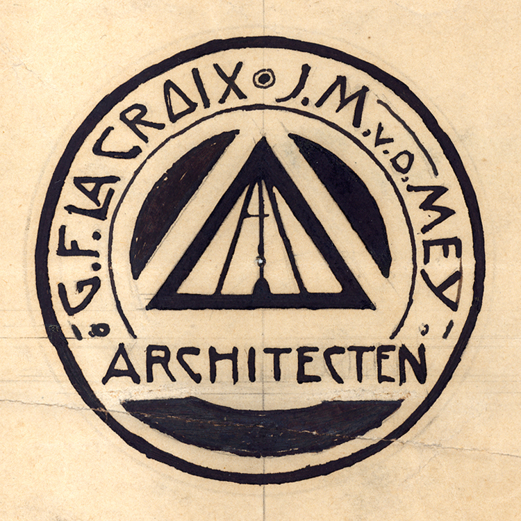 Design drawing for name stamp G.F. la Croix and J.M. van der Mey, 1906. NAI Collection