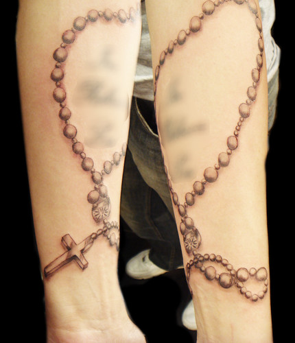rosary ankle tattoos. rosary bead ankle tattoos
