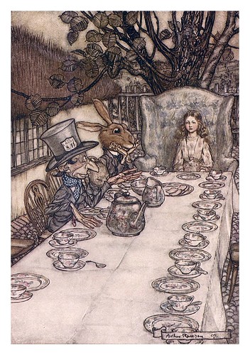 007-Mad tea party-Alice's adventures in Wonderland-1907- Arthur Rackham