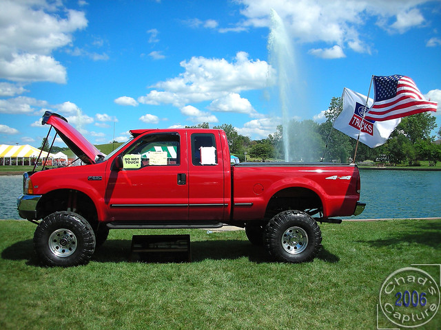 red sky ford clouds truck illinois pickup flags waterfountain bolingbrook f250 fordf250 bolingbrookjubilee 1999fordf250