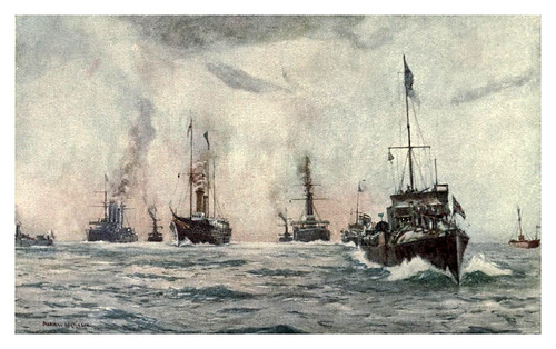 014- Escolta real a la llegada del rey de Portugal-The Royal Navy (1907)- Norman L. Wilkinson