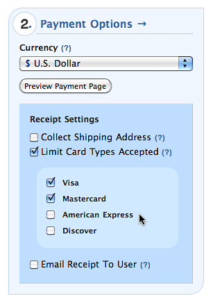 credit cards accepted. Limit Credit Cards Accepted by