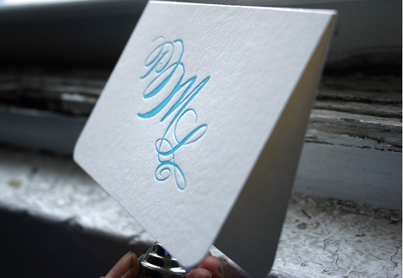 Calligraphy Monogram Letterpress Social Note by Smock